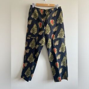Linen floral tropical print vacation pants size US 10
